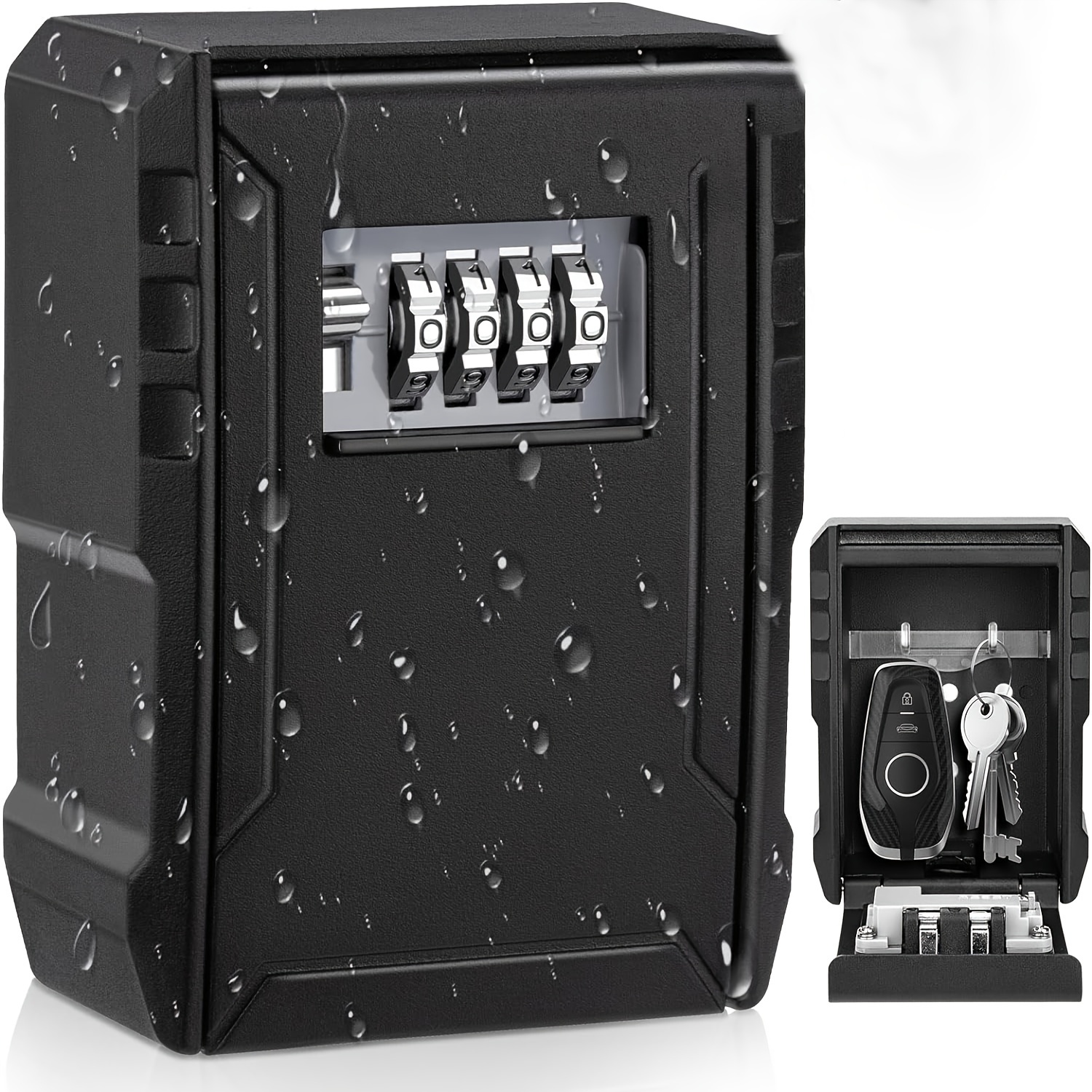 

Lock Box Key Lock Box Wall Mount Portable Combination Lock Box With Resettable Code Secure Lock Box For Outhouse Keys Apartment Realtor Spare Key Storage (1 Ea., Black)