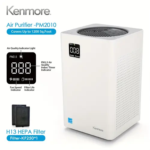 pm2010 air purifiers with h13 true hepa filter covers up to 1200 sq 24db silentclean 3 stage hepa filtration for home large room kitchens bedroom pm2010