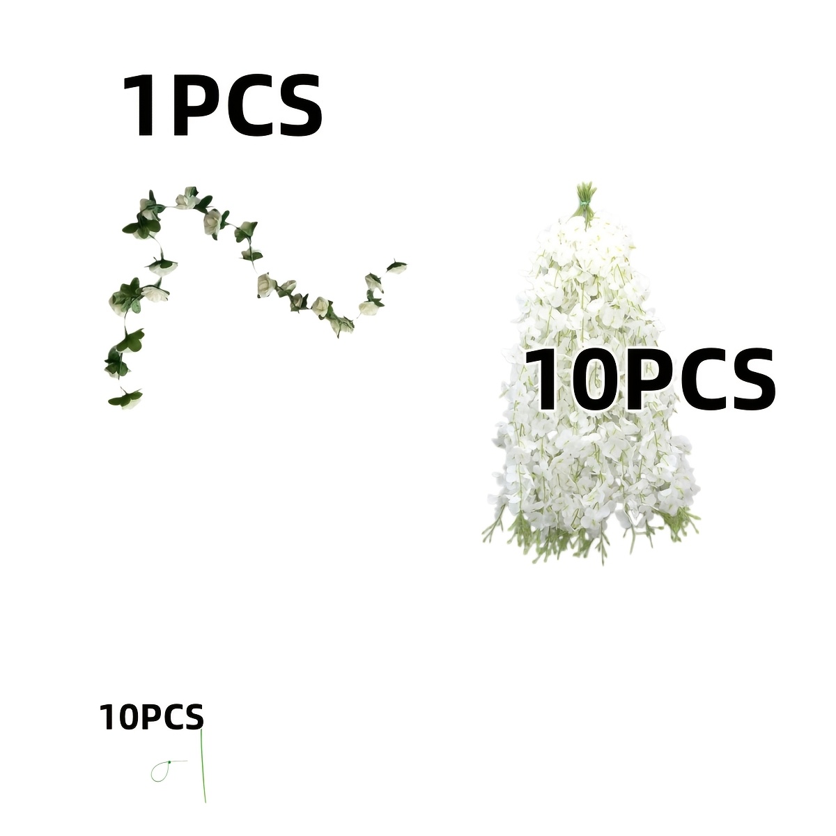 TEMU 1pc White Rose Vine And 10pcs White Flower Strands, Free 10pcs Cable Ties For , Durable And Easy To Hang, Suitable For Home, Wedding Decoration