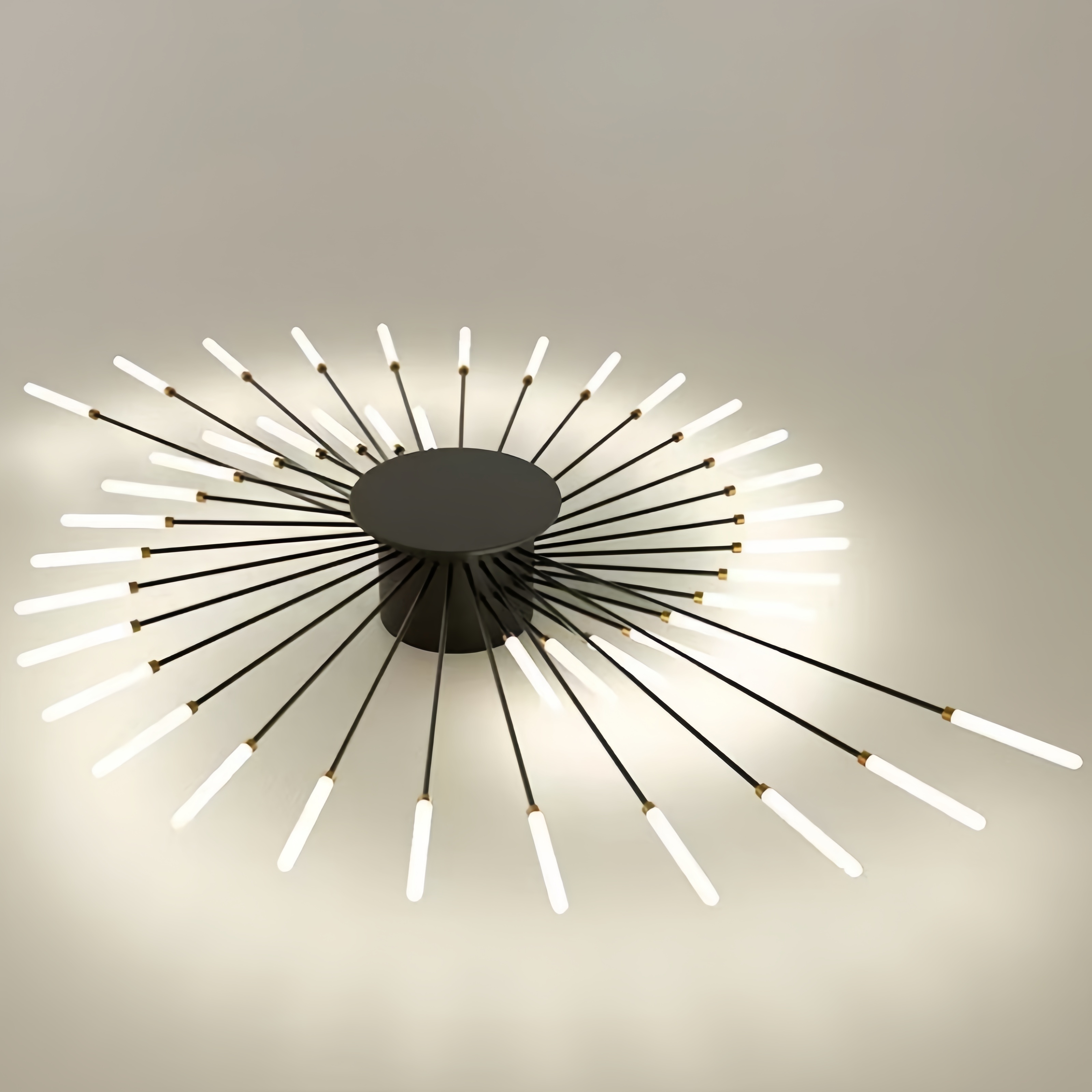 Modern Minimalist Warm White LED Ceiling Light with 42 Golden Firework Design - Sleek Metal Acrylic Fixture for Living Room, Dining Room, Bedroom - No Remote or Switch Included, Living Room Decor | Minimalist Light Fixture | Acrylic Diffuser