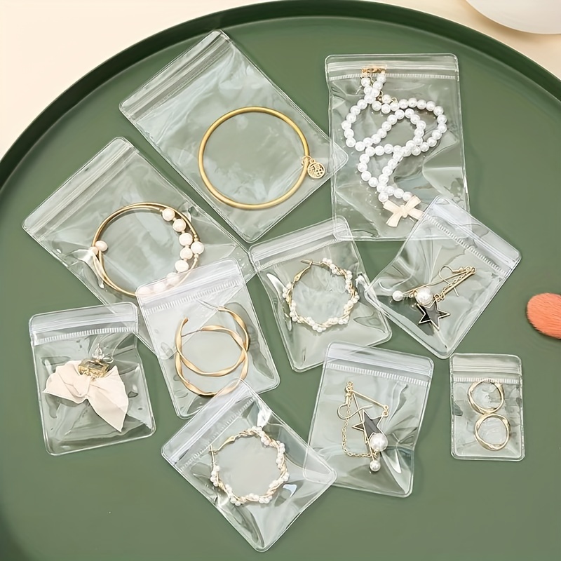 

50pcs, Pvc Jewelry Storage Bags With Moisture-proof, Anti-oxidation, Transparent Zipper, Suitable For Storing Rings And Earrings, In Concentrated Sealed Bags