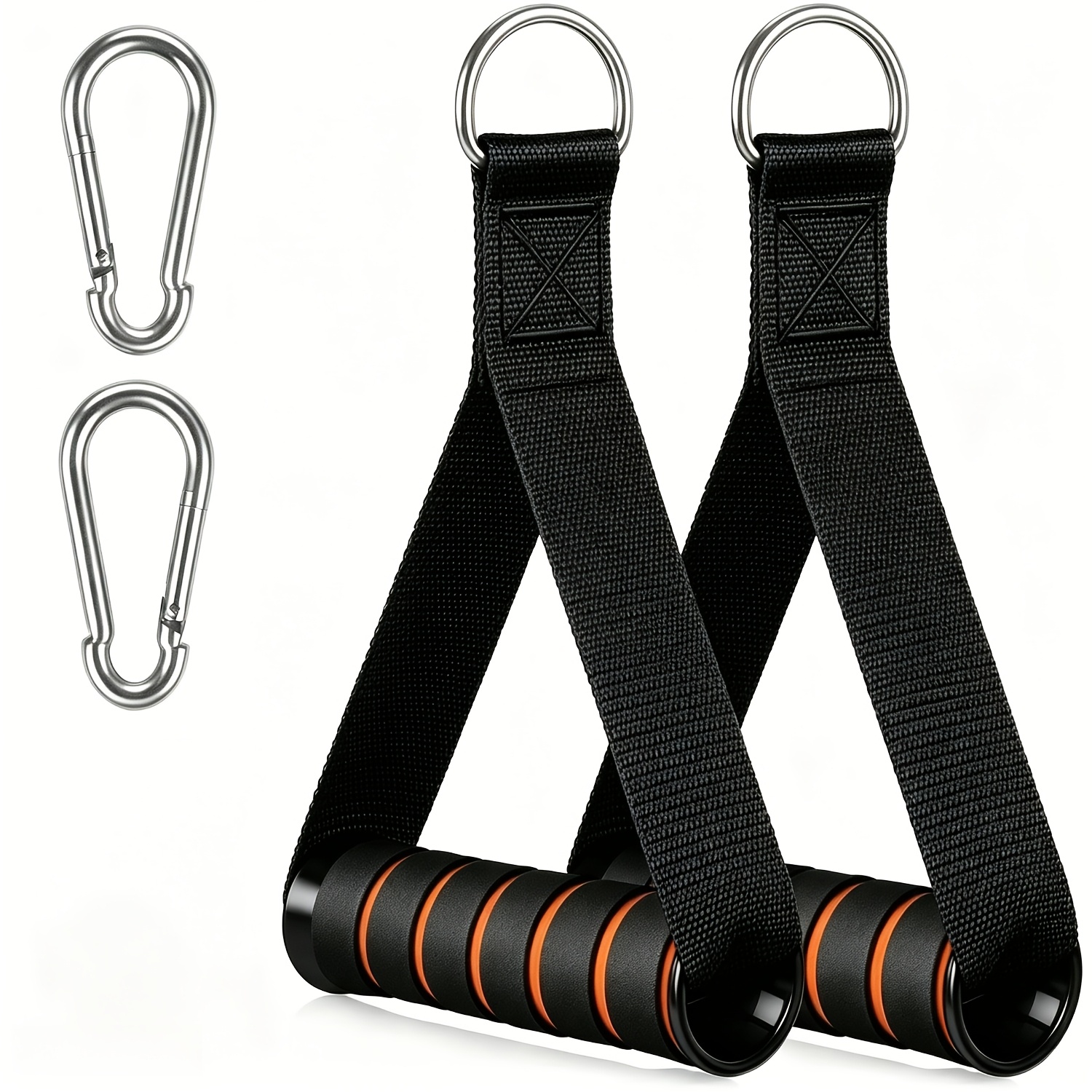 Image of 2pcs Ergonomic Resistance Band Handles, Non-slip D-handle Cable Machine Attachments With Carabiners, Heavy Duty Grip Gym Equipment For Tricep Strength Training