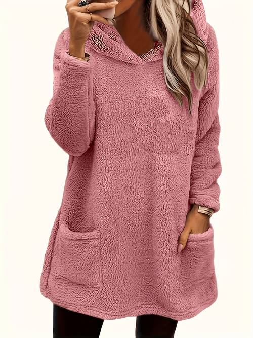 2026 european and american womens autumn and winter womens new long sleeve pullover comfortable casual plush solid color hoodie