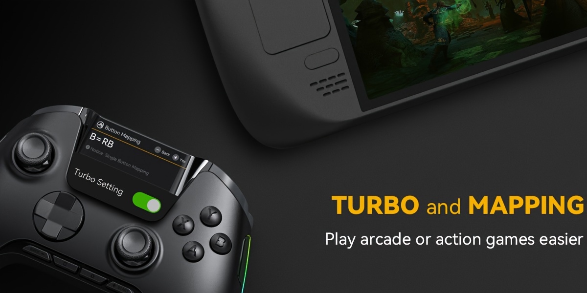 Interactive Screen Wireless Gaming Controller For PC/Switch/iOS/Android/Steam Deck, Hall Effect Stick & Trigger, RGB Lighting, Remappable Buttons, 1800mAh With Charging Dock -V2/Black(No Drift).[Notice]Not Compatible With Xbox And PS5