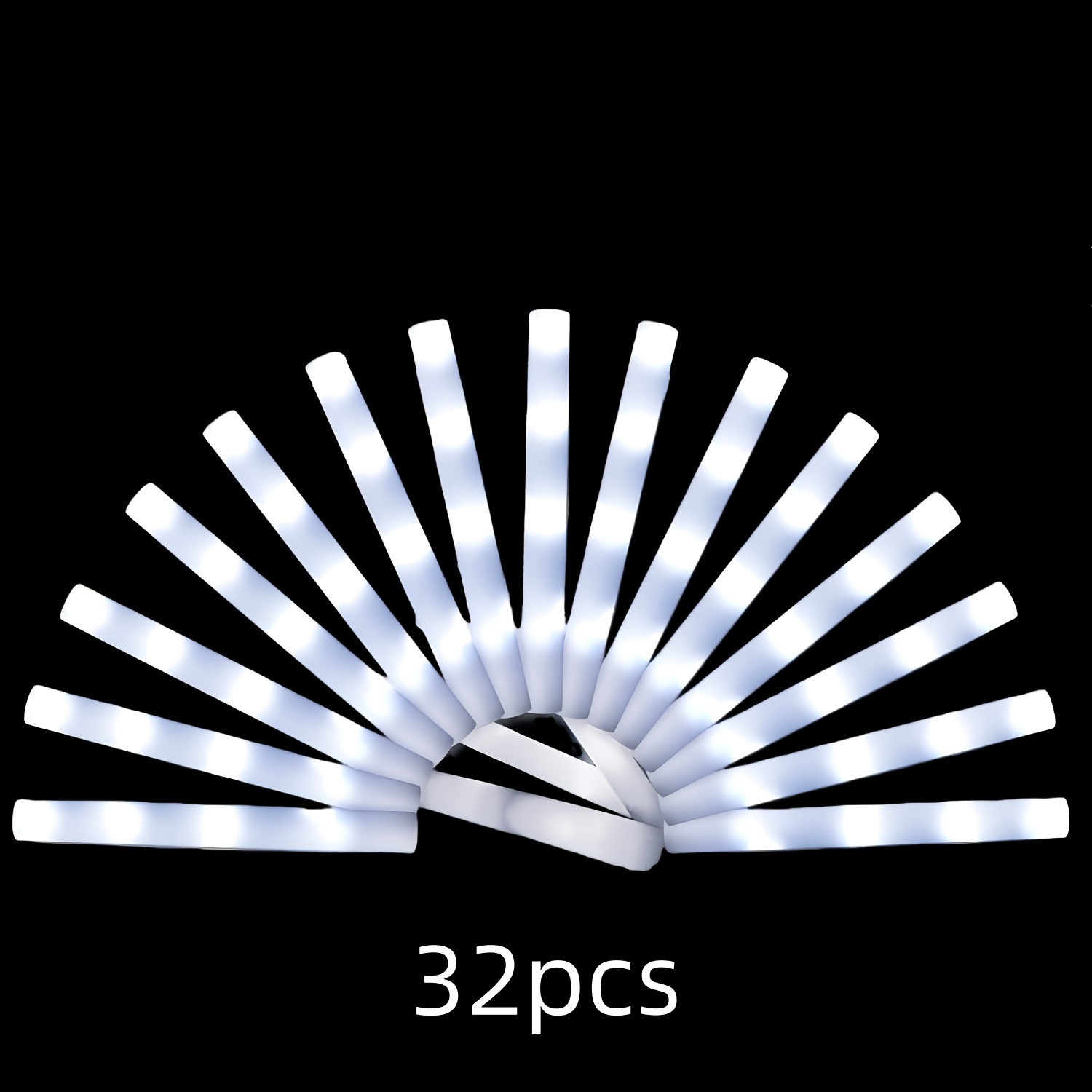 TEMU 32pcs 3led White Foam Glow Sticks 3-mode Flashing Led Light Sticks Supplies For Party Lighting For Weddings, Birthdays, Concerts, Christmas,