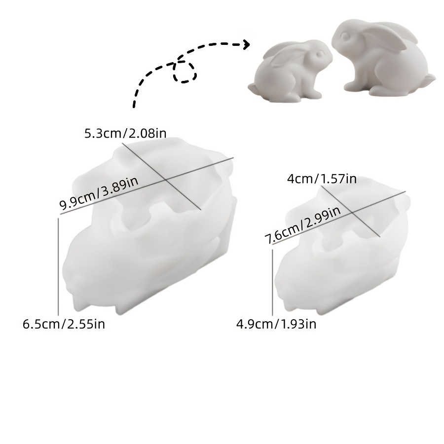 Resin Mold Set Of 2pcs, Featuring Silicone Molds For Rabbit Figurines In Sitting And Standing , Suitable For Making Gifts And Desktop Decorations With Plaster And Cement