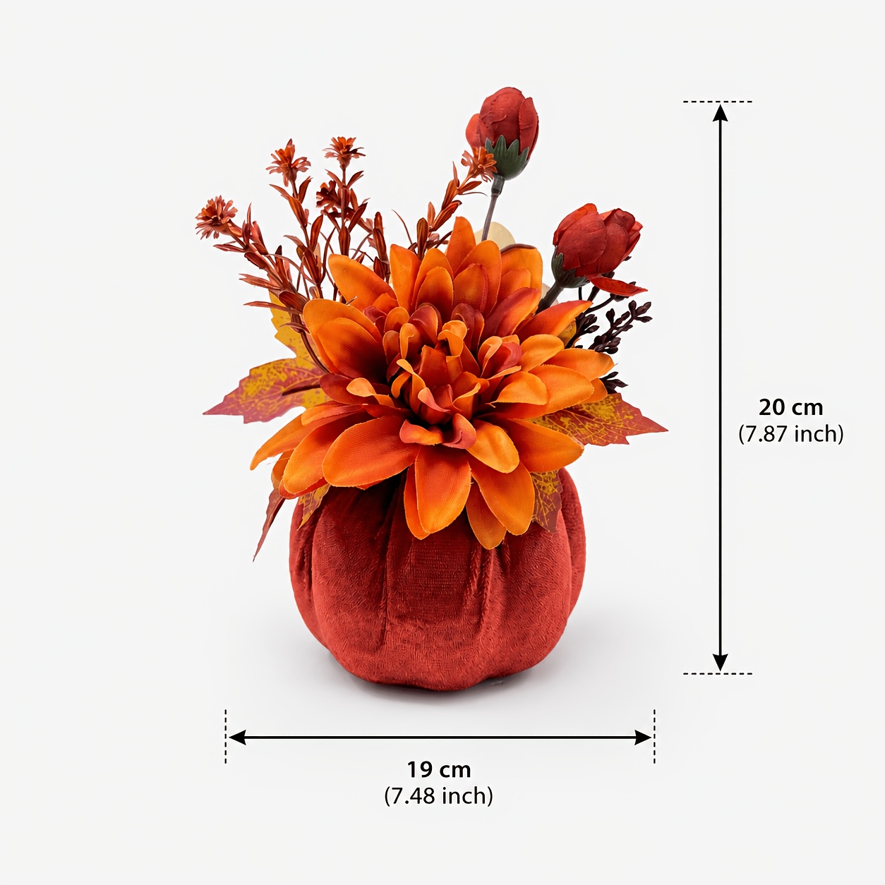 TEMU Künstliche Blumen Kürbis Deko Set, Herbstfarbene mit Ahornblättern, Geeignet für Herbstdeko, Thanksgiving Tischdeko, Zuhause, Restaurant und