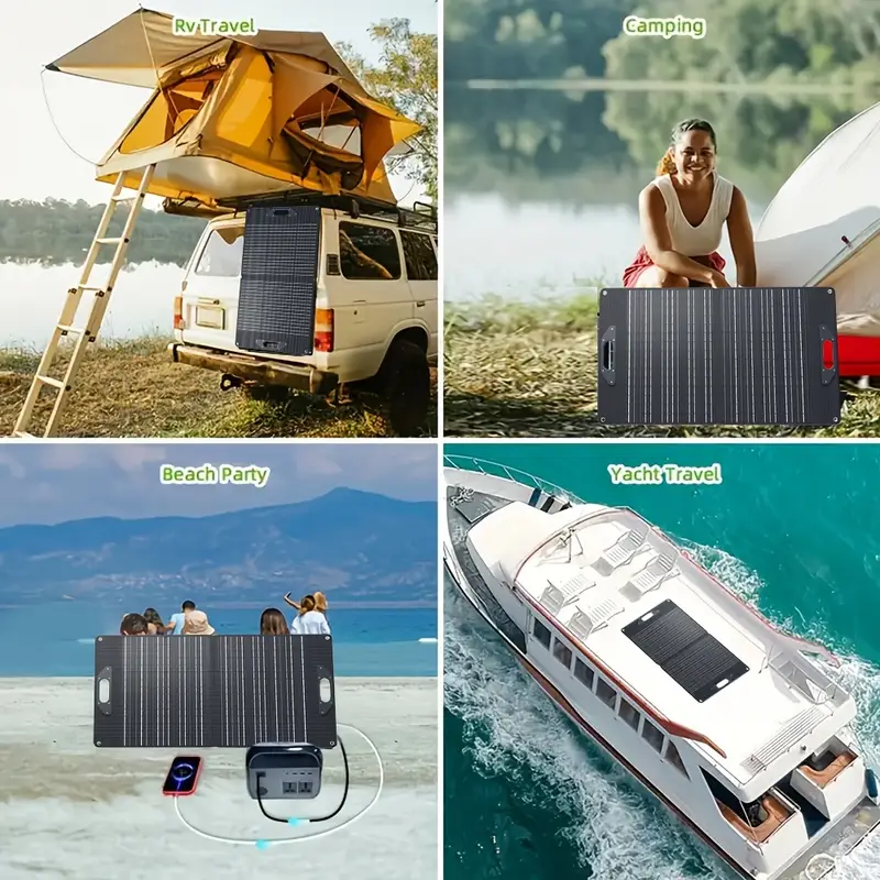 ecosonique 60w portable solar charger foldable dual usb fast charging panel with 5v 3a 9v 2a 12v 2a outputs for phones tablets outdoor use solar phone charger device charging solution construction Product details 4