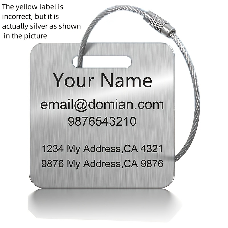 Customized Laser Engraved Stainless Steel Luggage Tag