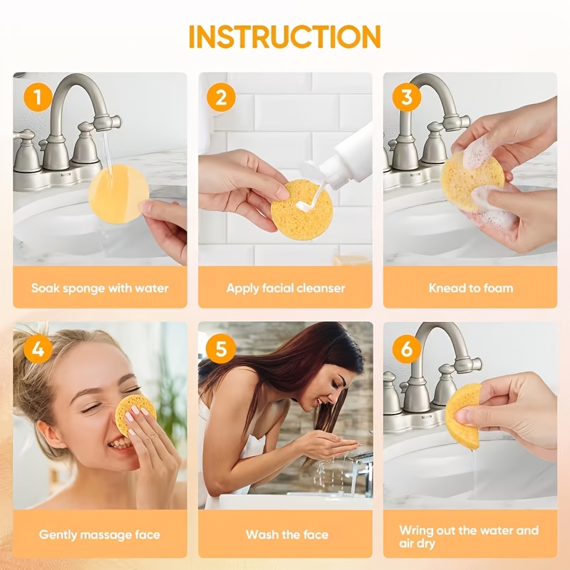 9pcs Natural Compressed Facial Sponges for Cleansing and Exfoliation