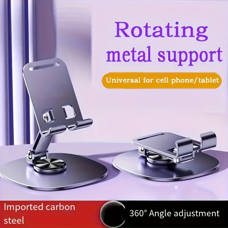 

Aluminum Alloy Rotatable Cell Phone And Tablet Stand - Adjustable Desk And Bedside Mobile Holder, Universal Compatibility, Durable Non-waterproof Metal Support Bracket For Office And Home Use