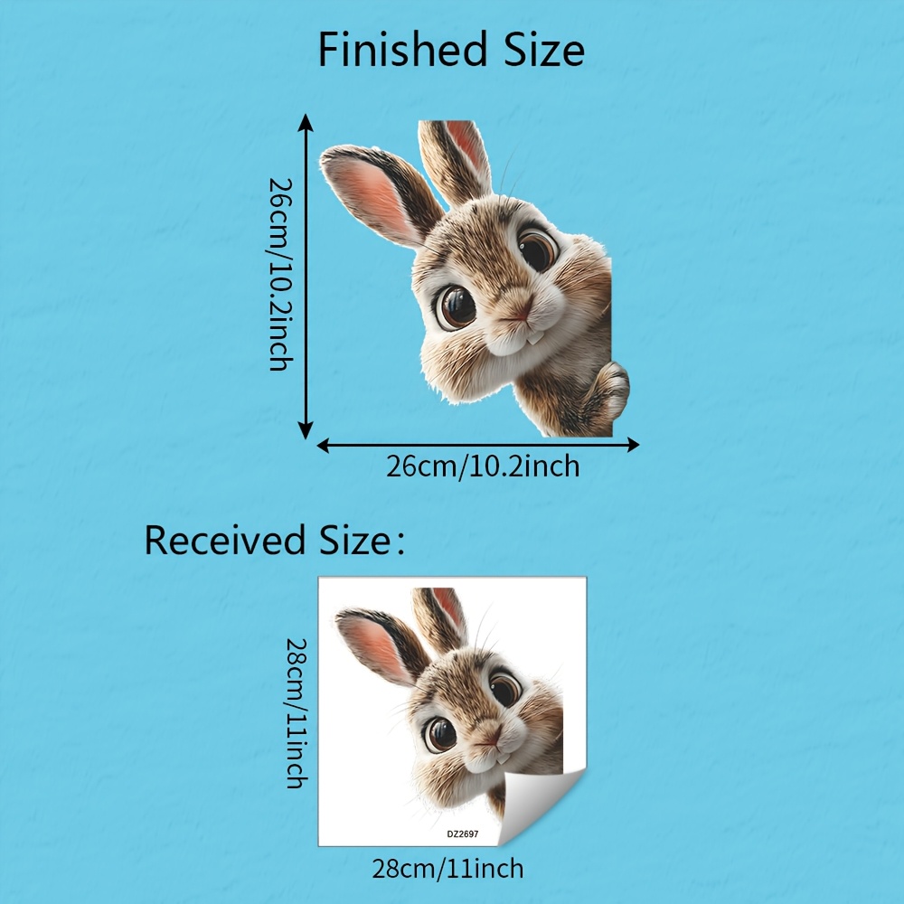 Image of 1pc Self-adhesive Transparent Rabbit Spy Glass Window Cling - Realistic Rabbit Peephole Sticker Suitable For Home Decor, Glass Doors &, /remove, Irregular Shape (vinyl)