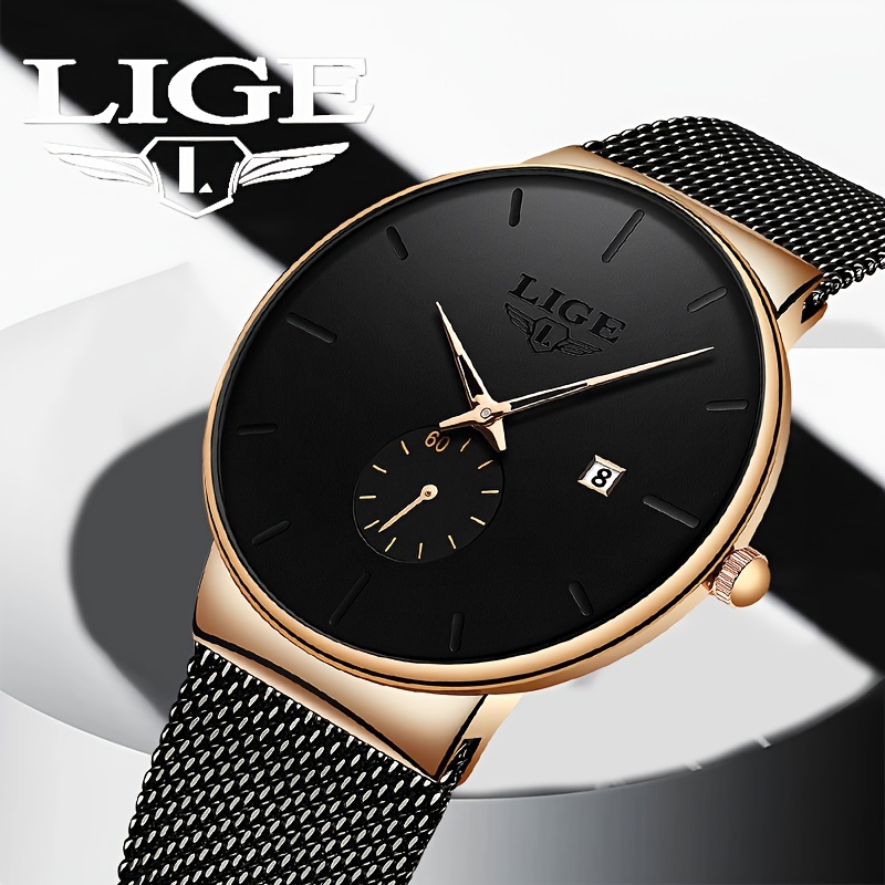 

Lige Sports Watch, Stylish Quartz Chronograph With Stopwatch, Zinc Alloy Case, Alloy Strap, And Date Display