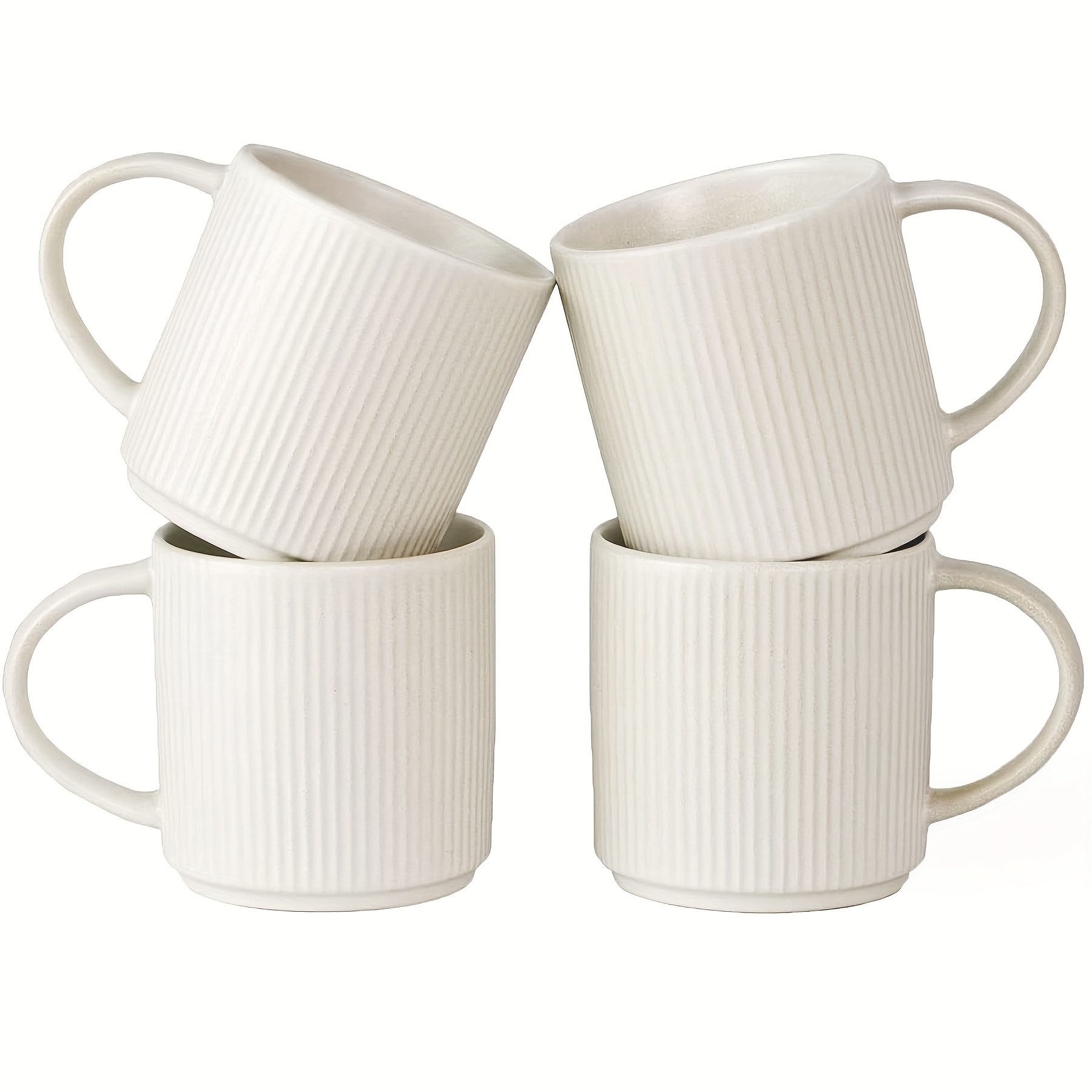 Image of 4pcs Mug Set, Coffee Mugs Set Of 4, 12oz/340ml Stoneware Tea Cups With Large Handle For Latte, Cappuccino, Milk, , Tea, Microwave & Dishwasher Safe