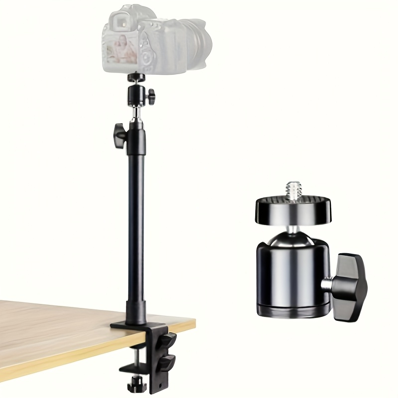 Image of Desktop Light Stand With 1/4" 3/8" Screws For Ring Light Tabletop Mount L Shape Clip Stand Adjustable 14-25in/35-64cm For Live Streaming Photograpghy Videograpghy Film Shooting Virtual Meetings