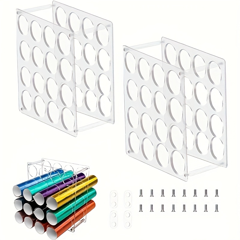 Image of 2pcs Of Vinyl Roll Storage Racks, Acrylic Storage Boxes For Organizing Vinyl Rolls Used For Crafts And Storage, Storage Shelves For Holding 32 Rolls For Craft Rooms, Transparent
