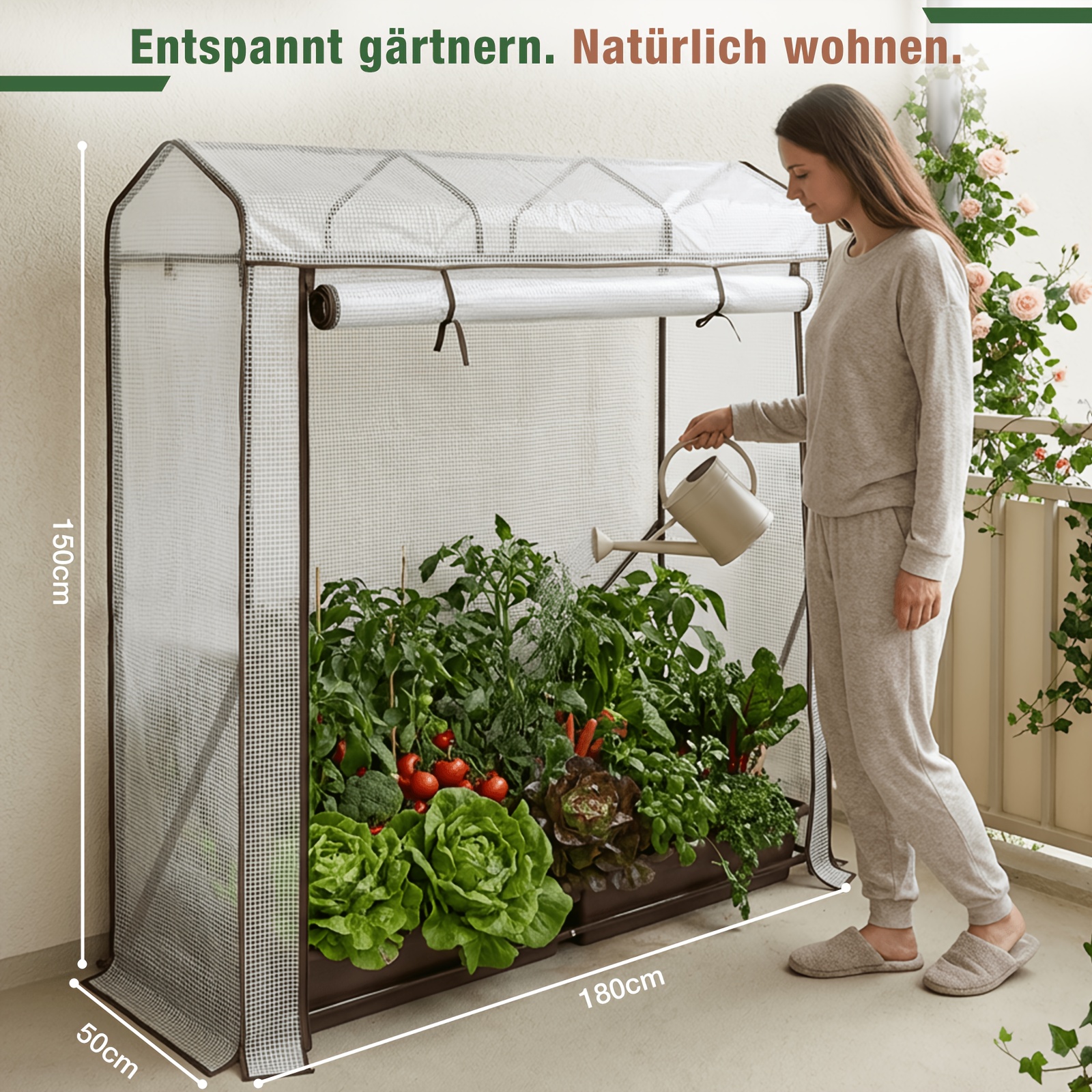 Image of Greenhouse Tomato Greenhouse 180x150x50cm, Greenhouse Film Balcony Garden, Roof Tomato Film Greenhouse Stable Winterproof
