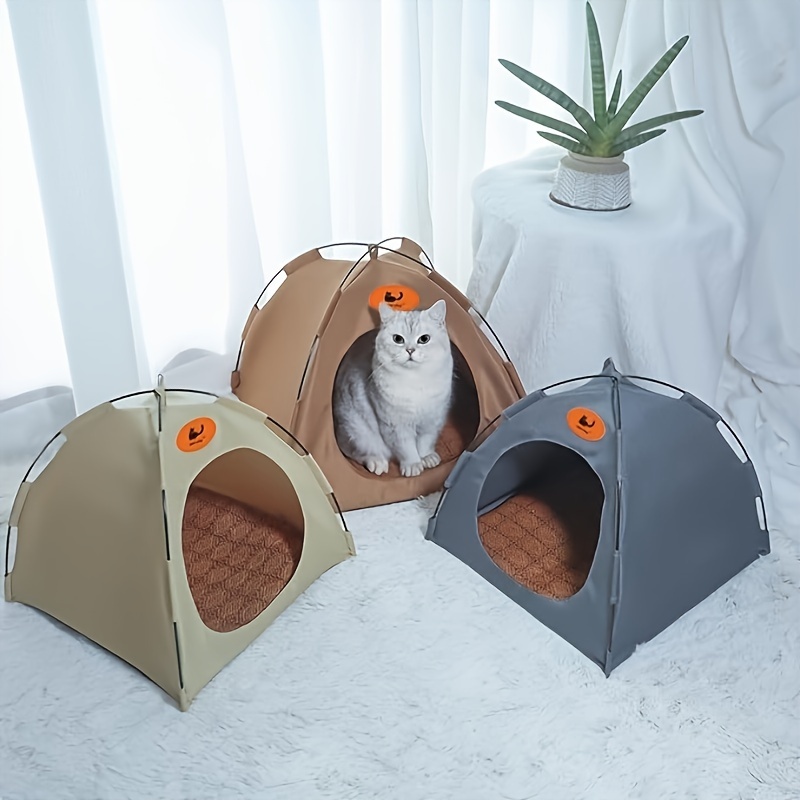 

Cat Tent - Dogs Foldable Enclosed Nest, Pet House With Removable Cushion, Summer Outdoor Pet Tent, For Small Medium Pets Up To 22 Lbs Indoor