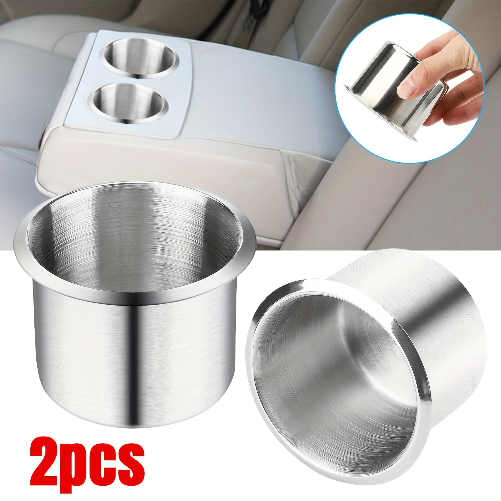 

2pcs Universal Stainless Steel Cup Drink Holder Silver For Car Center Console Marine Boat Rv Camper Car Inserts Couch