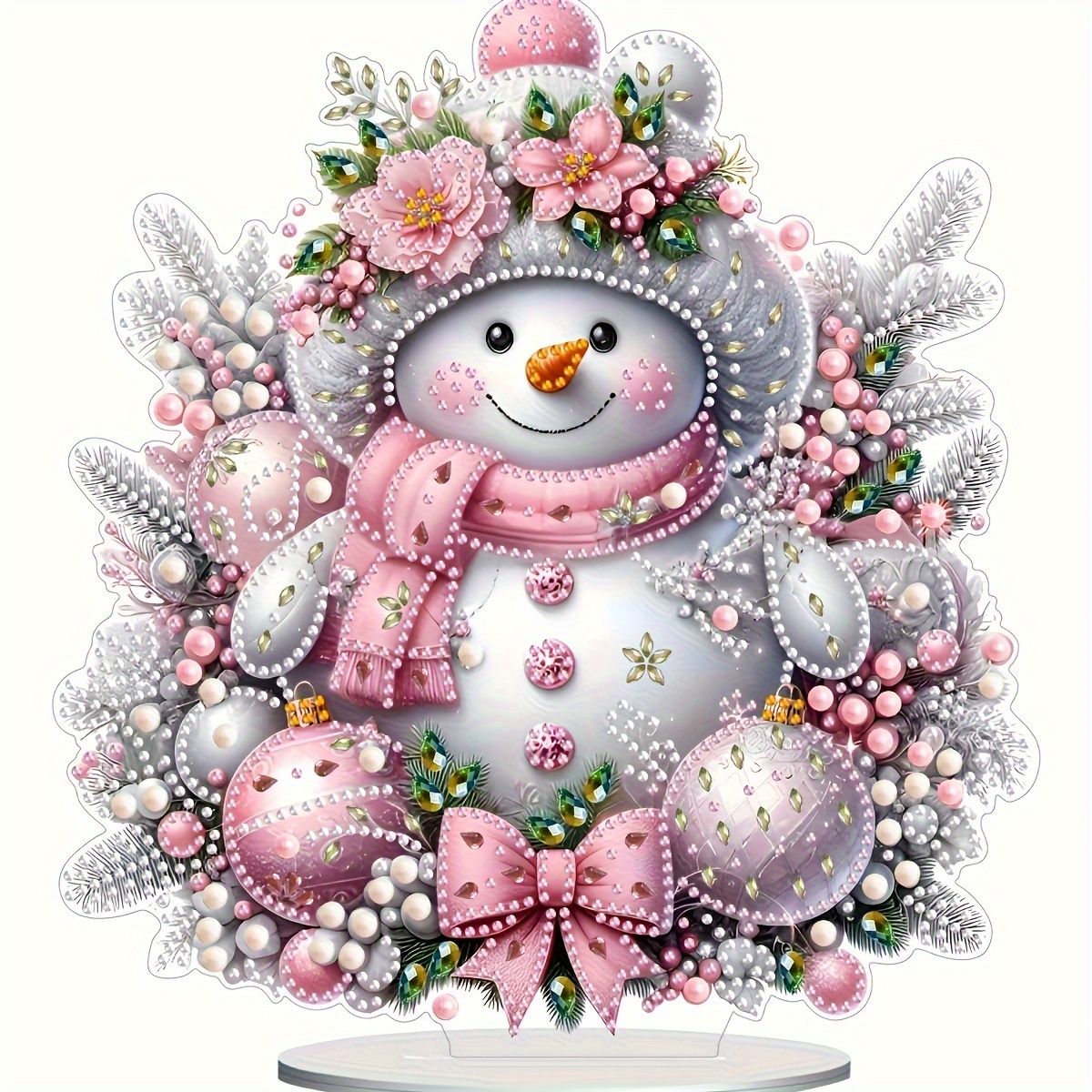 

Festive Snowman Diamond Painting Kit, Diy 5d Acrylic Pmma Art With Irregular Diamonds, Christmas & New Year Home Decor Craft, Unique Tabletop Ornament, Holiday Season Gift