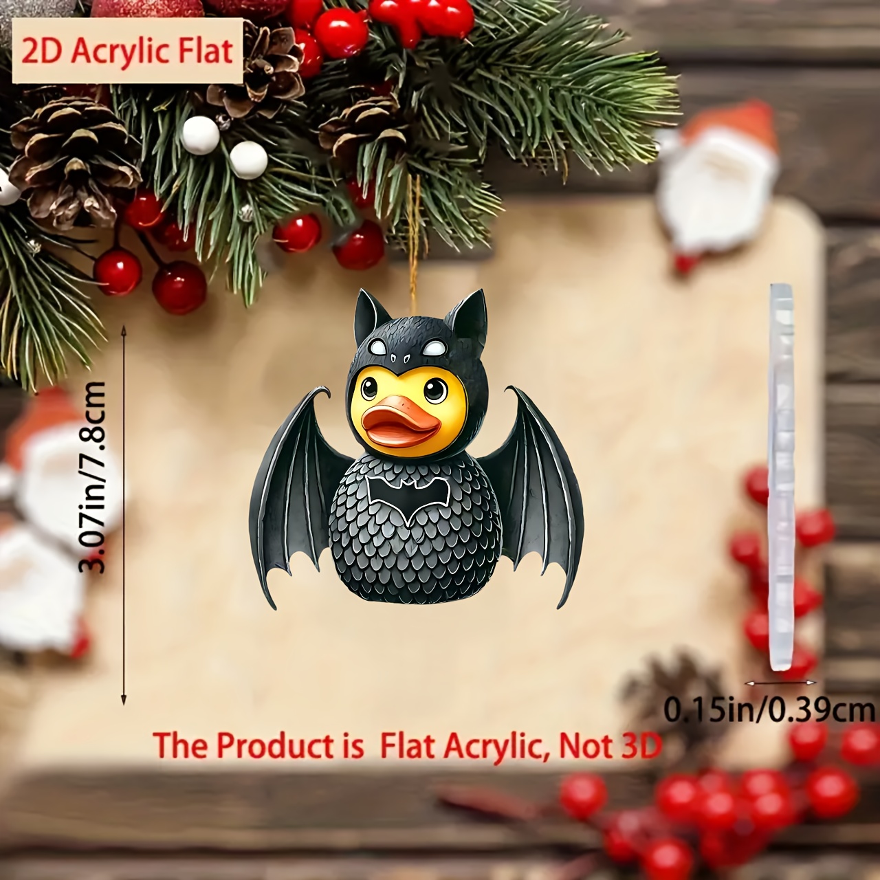 

Halloween Bat Duck Acrylic Keychain - Versatile 2d Car Mirror & Bag Charm, Perfect Christmas Tree Ornament Gift