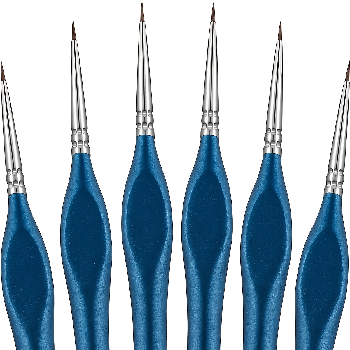 Image of 6pcs Extra Fine Detail Miniature Paint Brush Set With Tips For Models And Paint By Numbers For Adults - Suitable For Acrylic, Watercolor, And Oil, In Blue