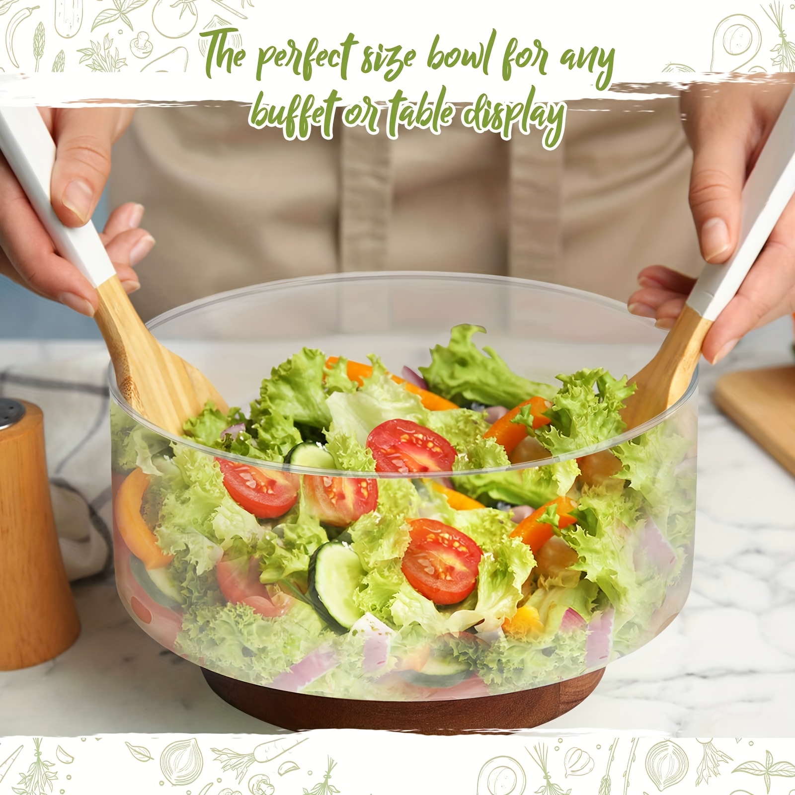 2pcs extra large glass salad bowl set 125 oz 57 oz glass Temu