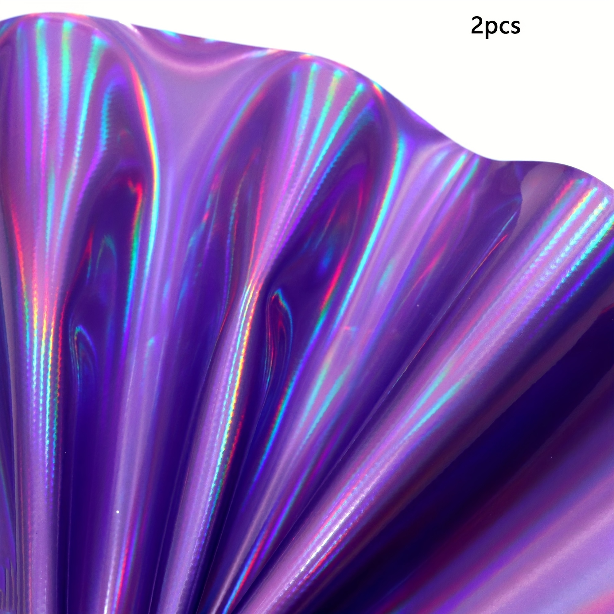 TEMU 2pcs Vibrant Holographic Faux Leather Sheets, 7.87x12.99" - Reflective Solid Colors, Durable Pvc Mirror Fabric For Diy Crafts, Sewing, Hair Bows
