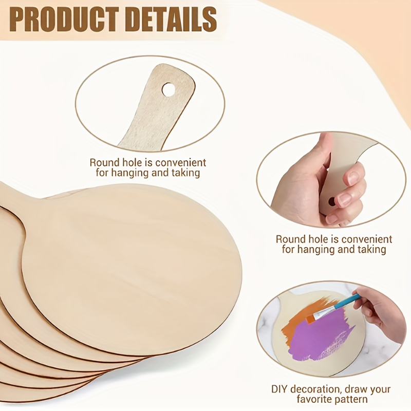 3 Mini Wooden Cutting Boards with Handles for Home Kitchen Dining Tables, DIY Painting and Doodling Decorative Wood Slices, Wooden Placemats for Weddings, Christmas, Family Parties, and Birthday Decorations