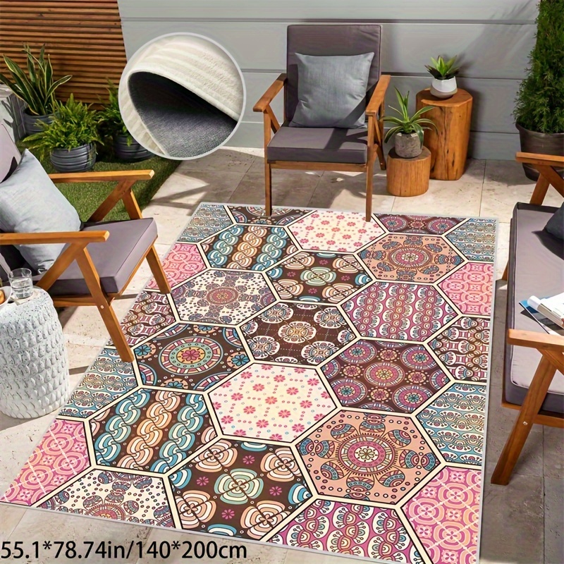 

1pc, Outdoor Area Rug Modern Checkered Rug For Living Room And Bedroom Washable Rug With Non-slip Backing Soft Pink Rug Low Pile Checkboard Area Rug Carpet For Indoor Use
