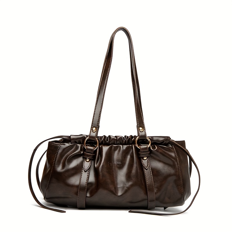Image of Autumn And Winter Casual Retro Pleated Shoulder Bag Tote Bag Niche Design Large Capacity Underarm Bag Commuter Bag Shopping Bag Women, Very Suitable For Backpack, Outing Storage Bag Women's Bag