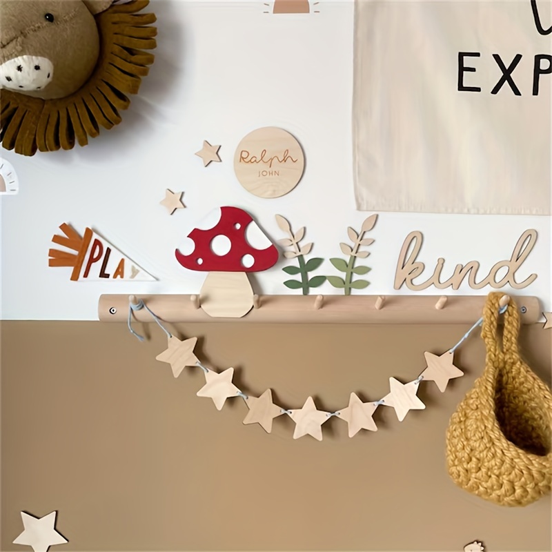 

Rustic Wooden Stars Garland - Fairy Themed Wall Hanging Ornaments, Log Material, No Electricity Needed, Featherless, Wedding Decor And Room Pull Flag Bunting Banner