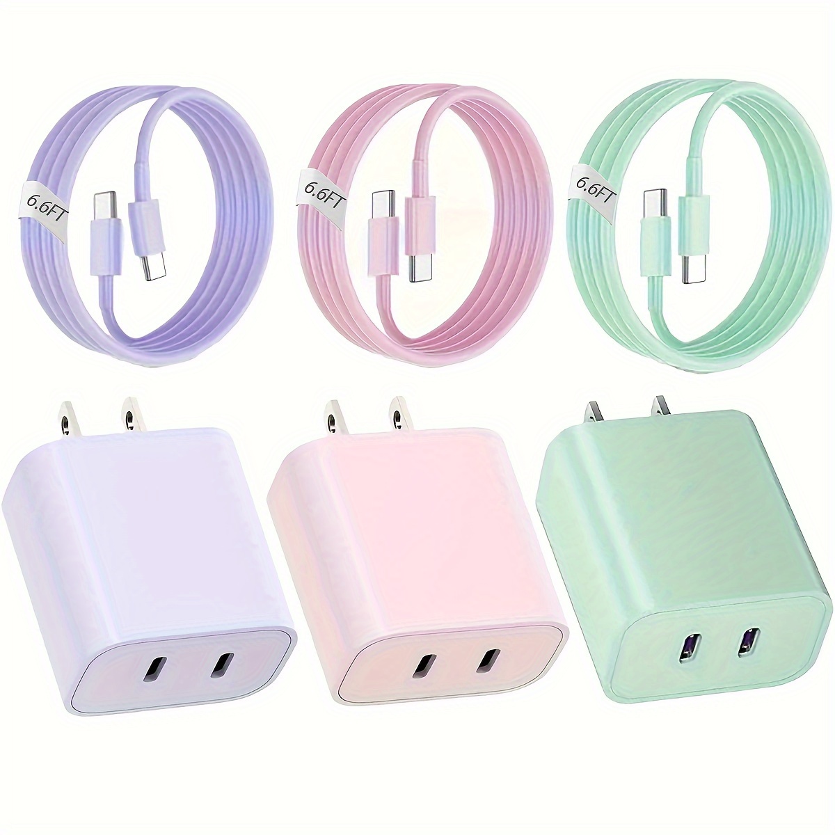 

Usb C Charger, 20w +20w Usb C Charger 6.6ft Long Usb C To C Charging For Iphone 15 /15 Pro/ And Devices