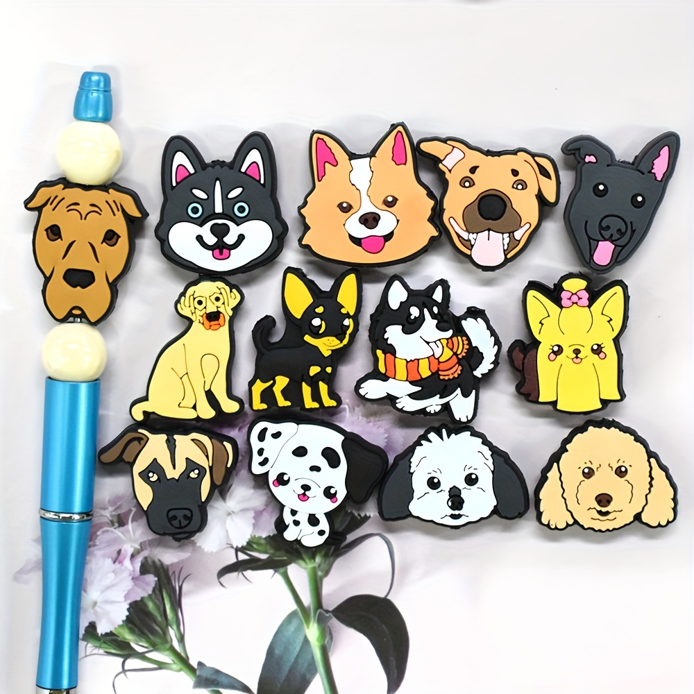 

13pcs Animal Beads Set - Tactical Dog & Husky Designs For , Keychains & Bag Charms - Plastic Craft Accessories (no Pen Included), Pen Beads, Buckles