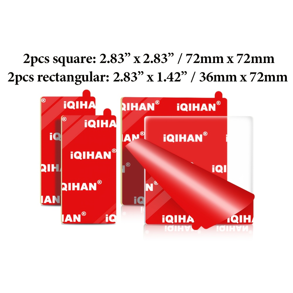 TEMU 4-pack Iqihan Heat-resistant Adhesive Pads For Dash Cam Mount - Strong Double-sided Tape With 2 Square (2.83