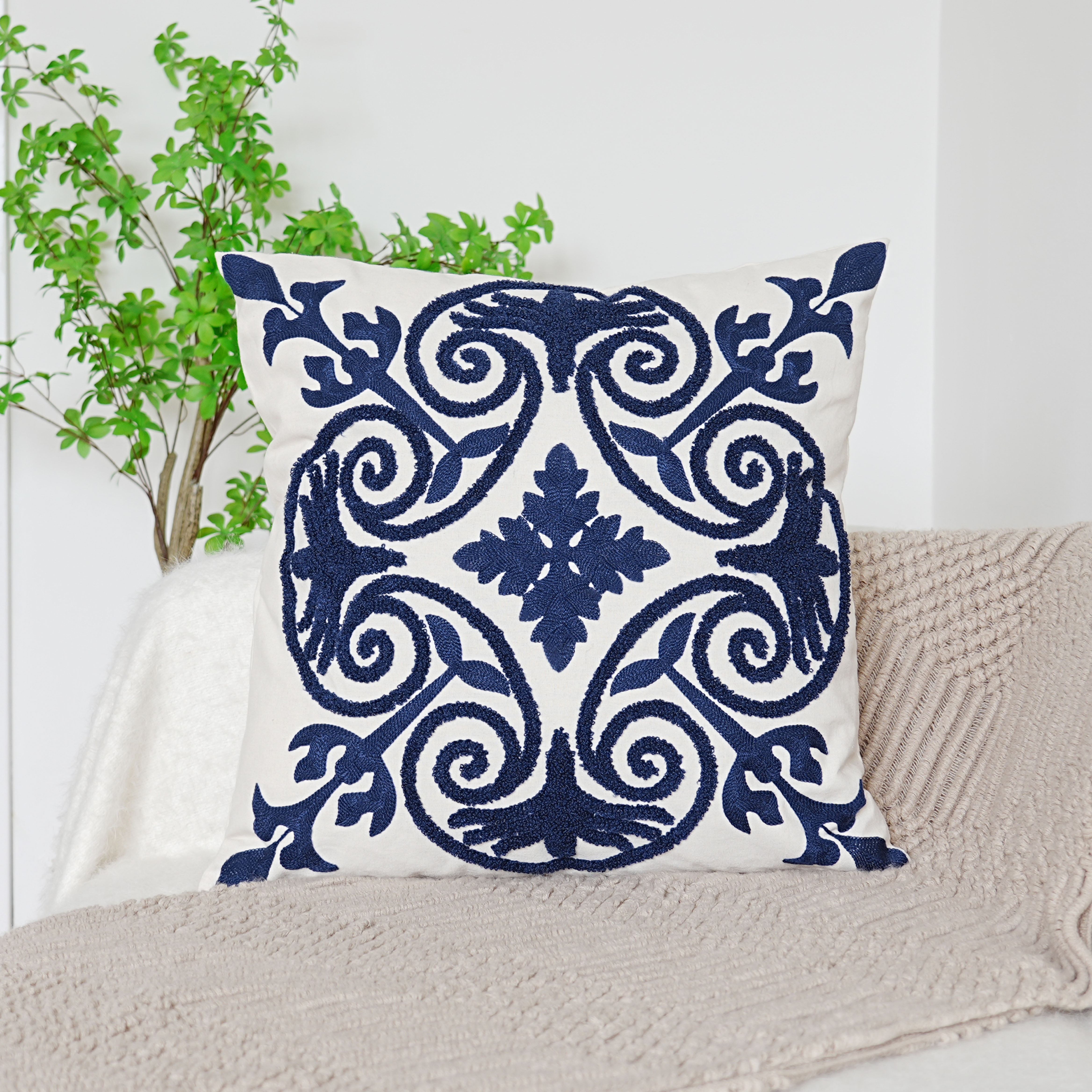 E-shop 1 Stück Exquisites Handtuch Gestickter Kissenbezug, Amerikanischer Landhausstil, Erhältlich in Verschiedenen Größen Ohne Kissenfüllung, Geeignet