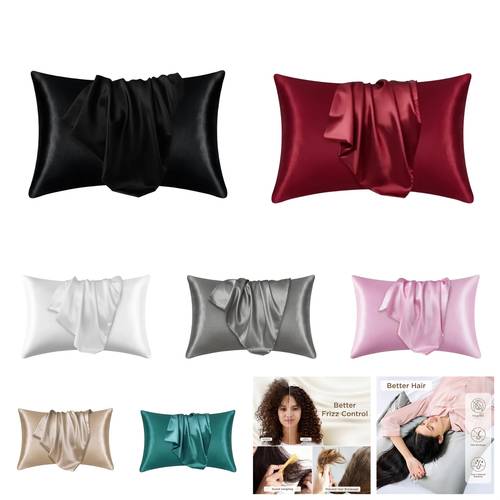 1pc satin pillowcase suitable for dry hair and skin friendly soft pillowcase solid color for bedroom sofa home decoration machine washable no pillow insert