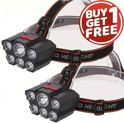 free a total of 2 multi functional 5led headlights head mounted work lights usb charging fishing headlights four mode headlights flashlights for camping maintenance decoration and night patrols
