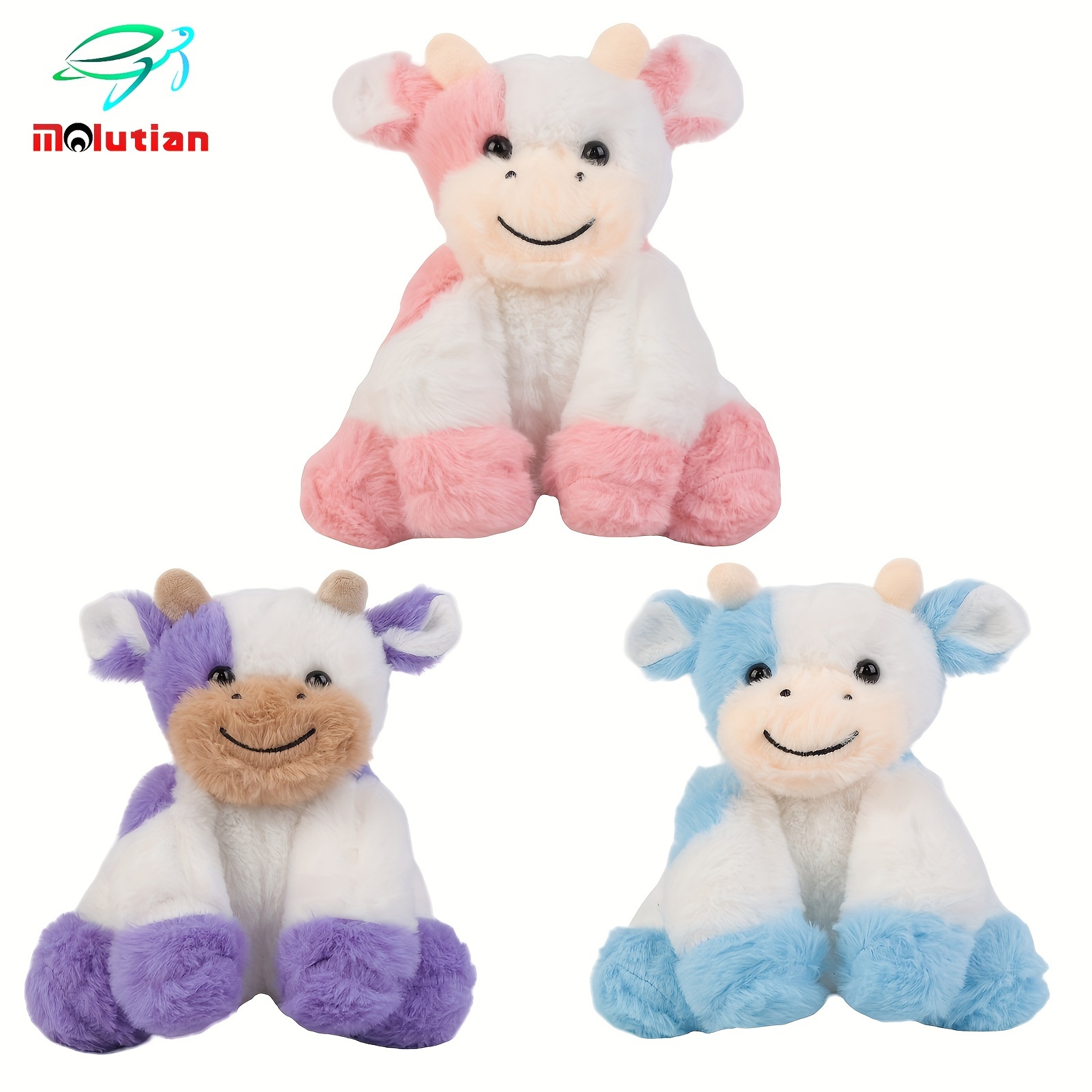 

7.87in 3 Colors Cute Sitting Cow Stuffed Animals Soft Cuddly Cow Plush Stuffed Animal Birthday Gifts For Boys And Girls Plush Animal Christmas Gift Gift