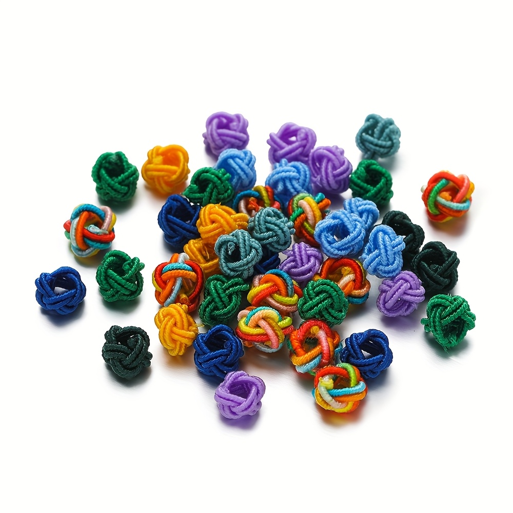 TEMU 50pcs Nœuds Chinois Ananas Perles d'Espacement Perles Tressées Faites Main Boucles pour Bracelets Fournitures de Fabrication de Bijoux Perles et