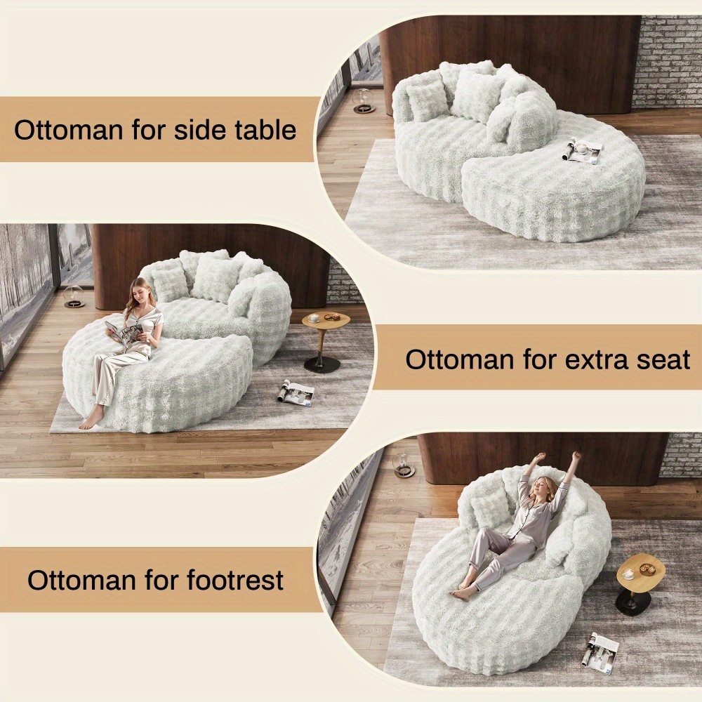 Oversized Chaise Lounge Chair Indoor with Ottoman 55