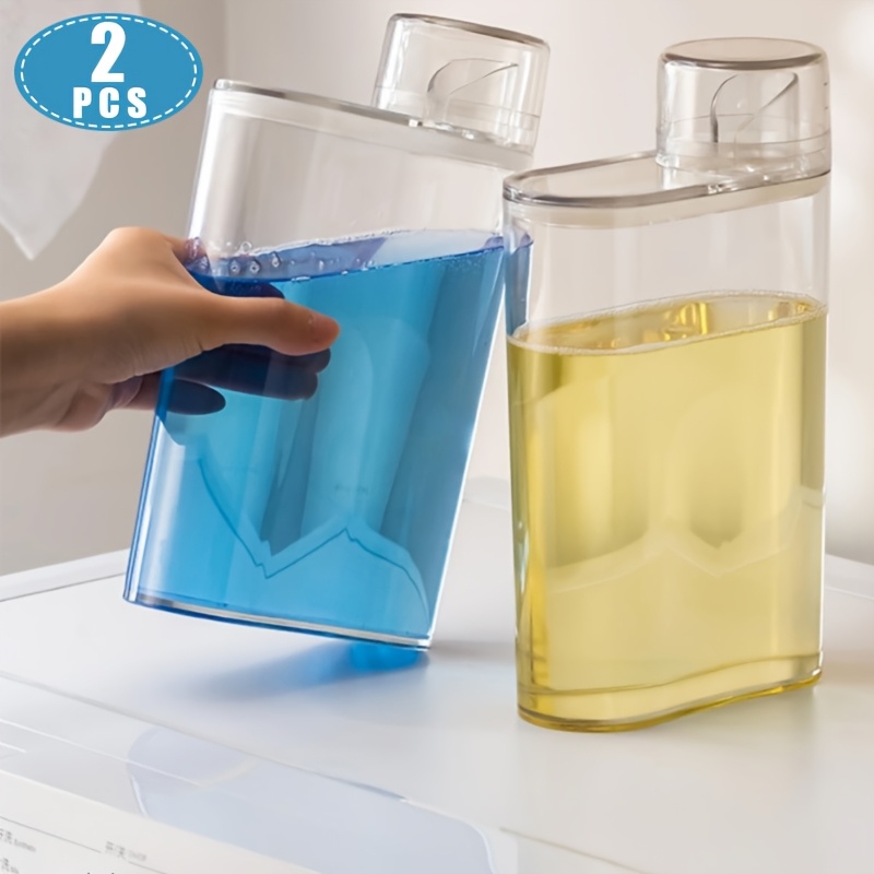 TEMU 2pcs Laundry Detergent & Fabric Softener Dispenser Containers - 1200ml/40oz High-capacity, Transparent Plastic With Dual Compartments, Stackable