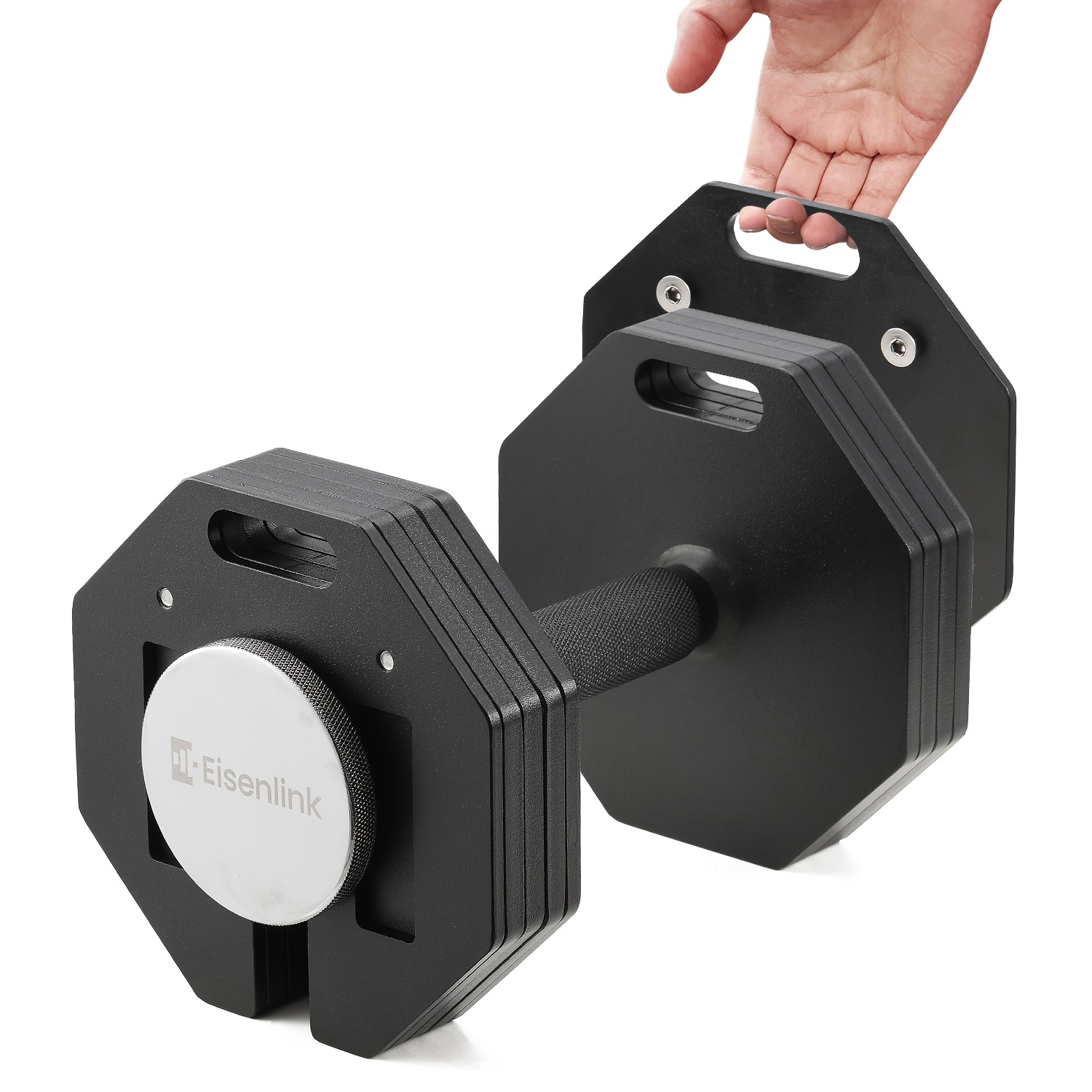 Eisenlink 20kg Adjustable Dumbbell Set - Octagonal Dumbbells Featuring Anti-slip Grip With 2kg Incremental Weights And A Unique, Secure Locking System For Home Fitness