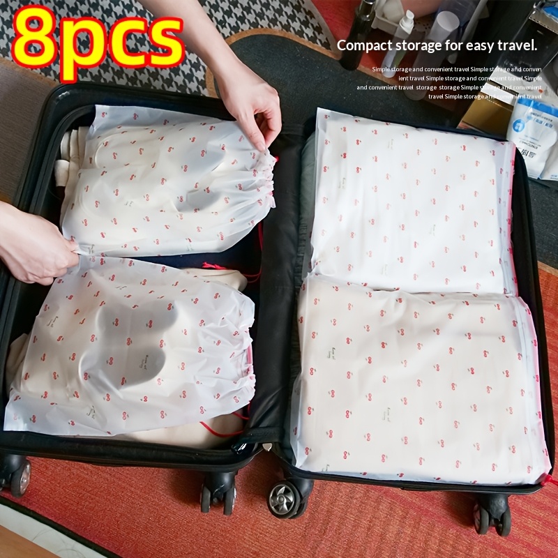 TEMU 8pcs Sacs à chaussures de voyage avec fermeture à cordon, Sacs à vêtements transparents avec joint à cordon. Fermeture à cordon durable, de