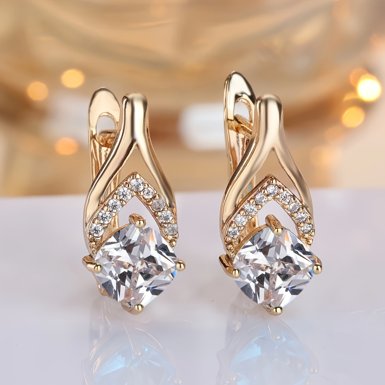 1 pair elegant   earrings with   stones luxurious clip   for weddings parties daily wear wedding jewelry party accessories sophisticated   0