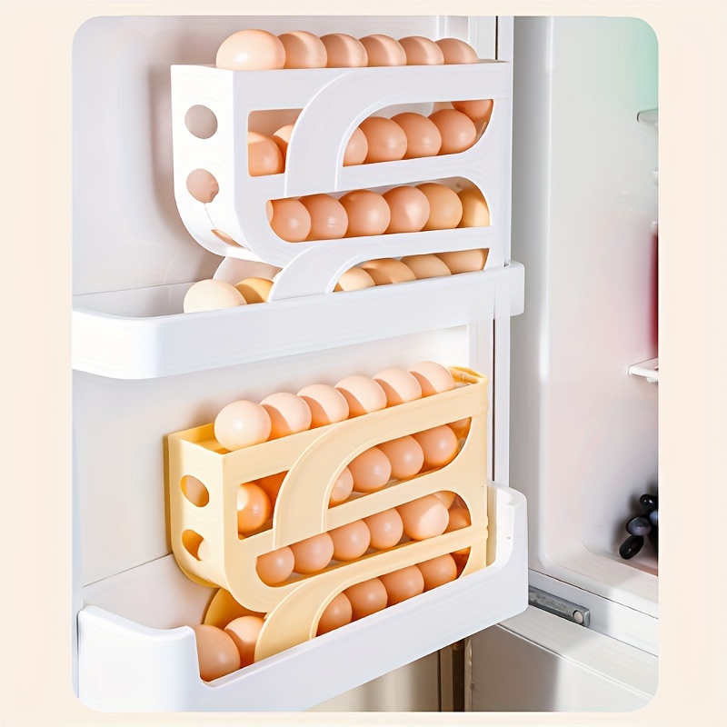 

Elegant Plastic Egg Organizer For Fridge Side Door: Multi-layer Design For Easy Egg Retrieval