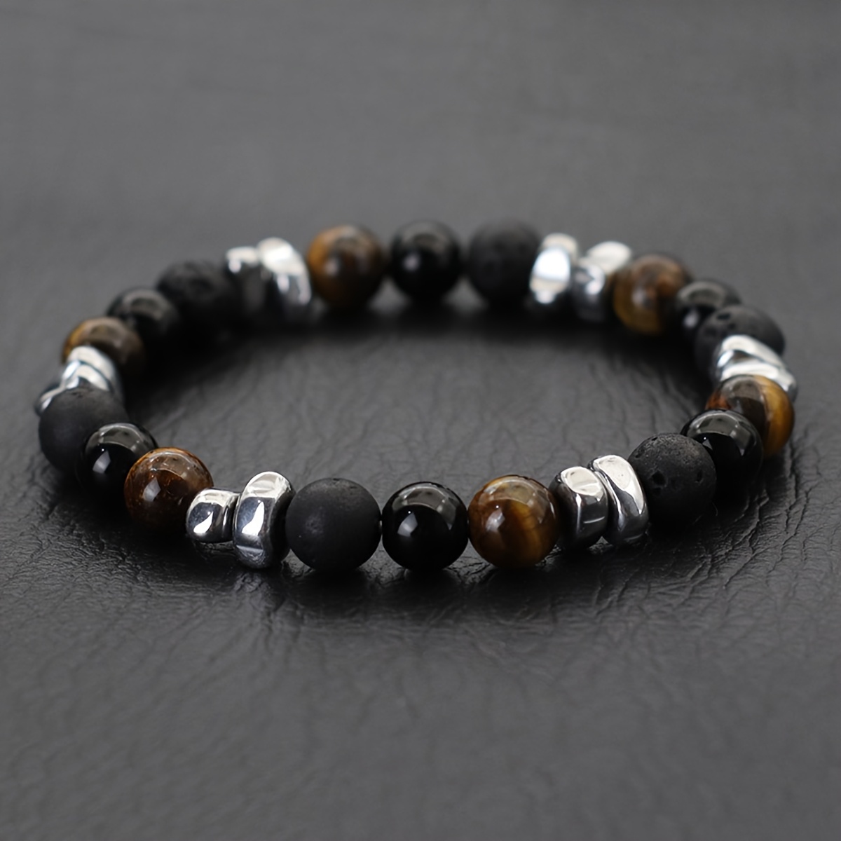 Men's Handmade Hematite Beads Bracelet, Fashion Accessory