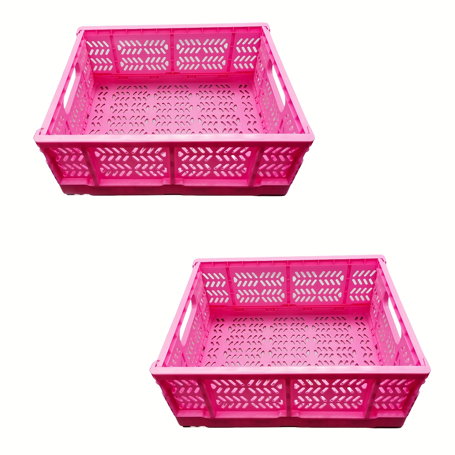 2pcs Foldable Storage Boxes, 20l Portable Collapsible Bins For Organization, Rectangular Stackable Plastic Bins With Handles, Suitable For Home, Kitchen, School, And Classroom, Shelf Baskets