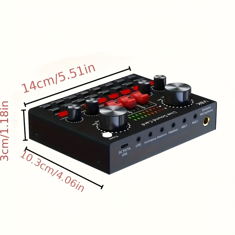 Професионален аудио интерфейс Live Sound Card V8K с напрежение под 36V, с USB кабел за зареждане и вградена 18650 литиева батерия за преносимост - идеален за външно стрийминг, запис, озвучаване и пеене