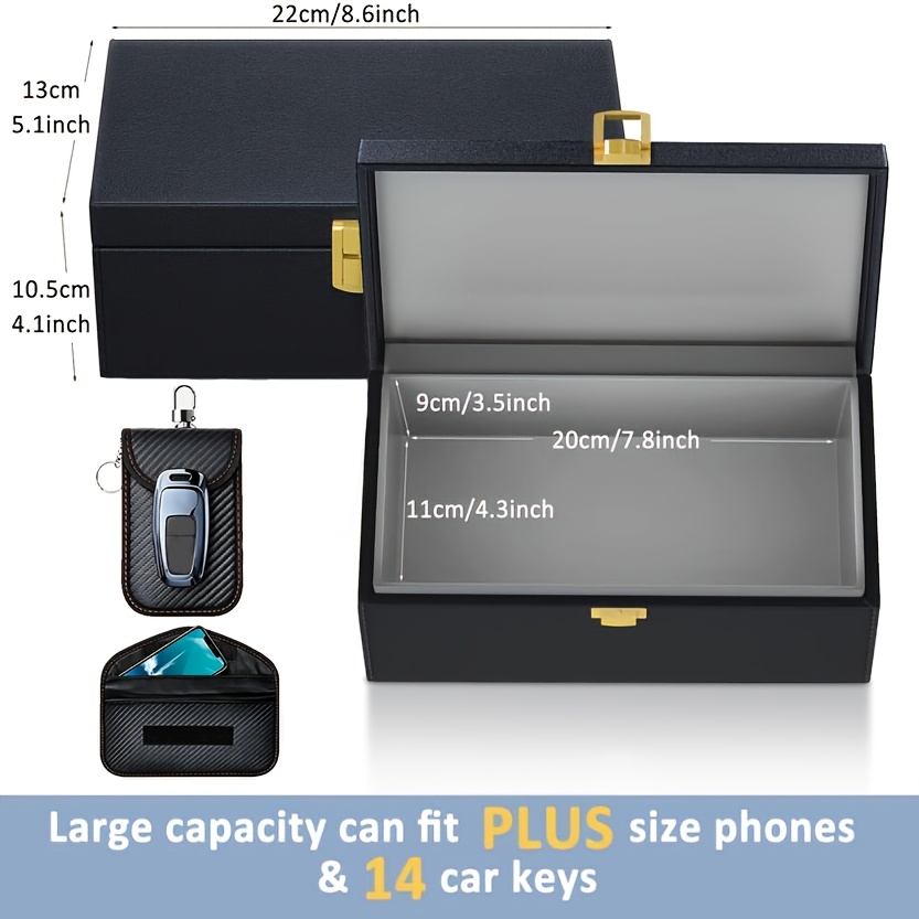 TEMU Extra-large Signal Shielding Box(20*13*10)cm, Equipped With A Key Pouch, Car Key Signal Blocking Box, Keyless Entry Car Key Safe, Anti-theft